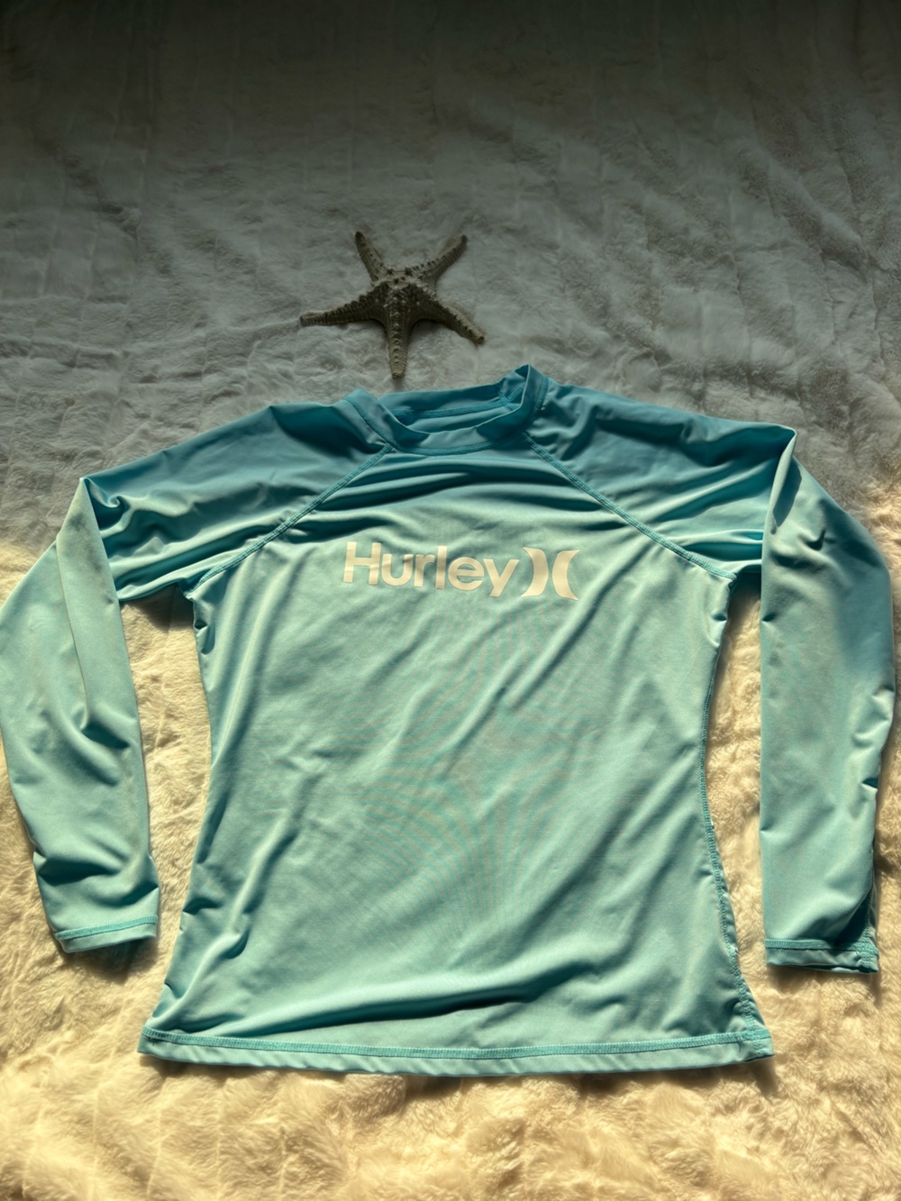 Hurley Aqua Blue Long Sleeve Swim Top UPF 50